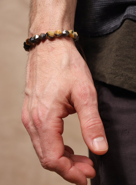 Golden Blue Tiger Eye and Sterling Silver Bracelet for Men Bracelets WE ARE ALL SMITH: Men's Jewelry & Clothing.   