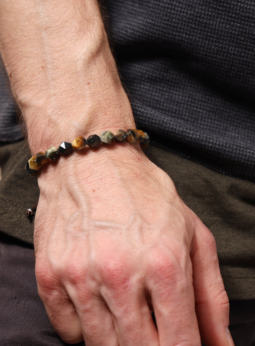 Golden Blue Tiger Eye and Sterling Silver Bracelet for Men Bracelets WE ARE ALL SMITH: Men's Jewelry & Clothing.   