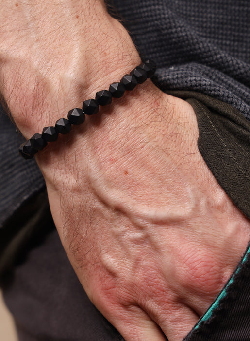 Matte Black Onyx and Sterling Silver Men's Bead Bracelet Bracelets WE ARE ALL SMITH: Men's Jewelry & Clothing.   