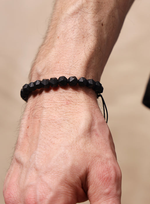 Matte Black Onyx and Sterling Silver Men's Bead Bracelet Bracelets WE ARE ALL SMITH: Men's Jewelry & Clothing.   