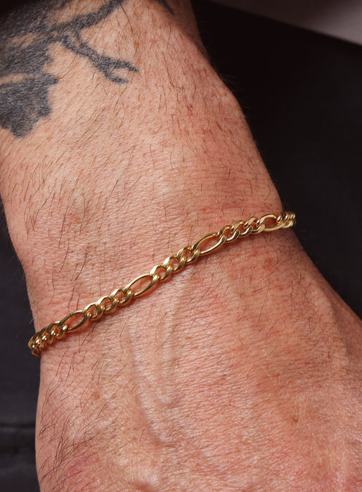 14K Gold Filled Figaro 4.5mm Wide Men's Chain Bracelet Bracelets WE ARE ALL SMITH: Men's Jewelry & Clothing.   