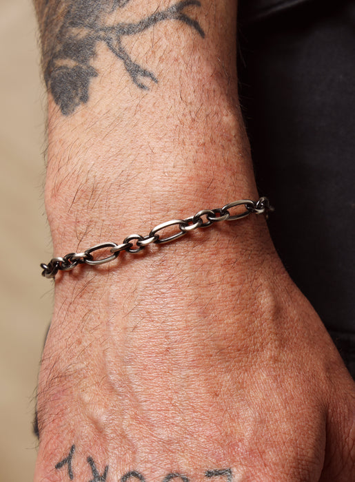 925 Sterling Silver and Black Titanium Chain Bracelet for Men Bracelets WE ARE ALL SMITH: Men's Jewelry & Clothing.   