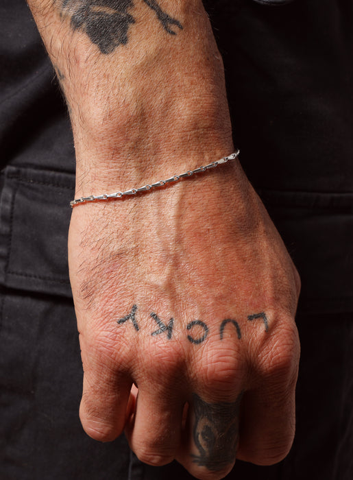 925 Sterling Silver 2mm Minimalist Chain Men's Bracelet Bracelets WE ARE ALL SMITH: Men's Jewelry & Clothing.   
