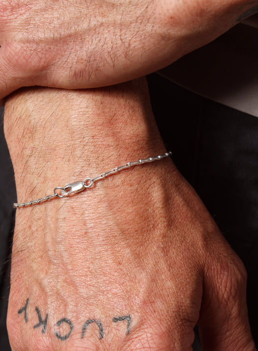 925 Sterling Silver 2mm Minimalist Chain Men's Bracelet Bracelets WE ARE ALL SMITH: Men's Jewelry & Clothing.   