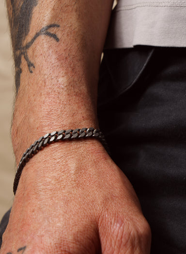 Titanium Coated 925 Sterling Silver Cuban Chain Bracelet for Men Bracelets WE ARE ALL SMITH: Men's Jewelry & Clothing.   