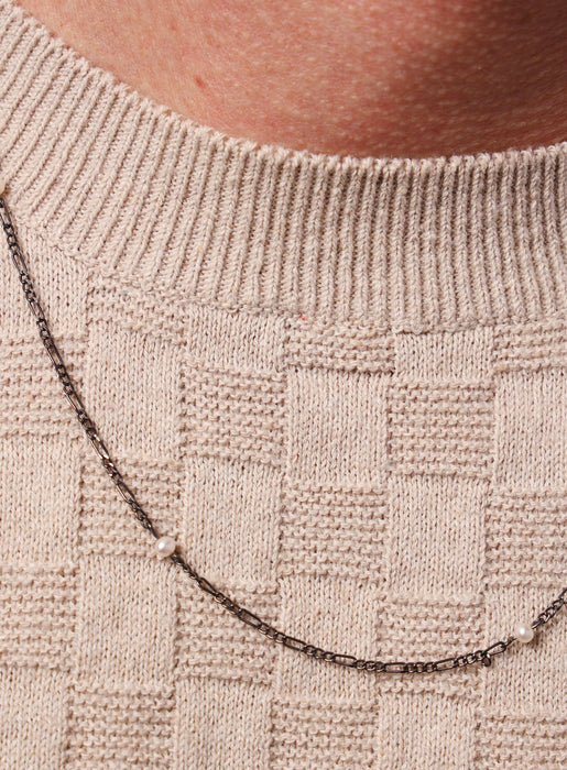 925 Oxidized Sterling Silver Chain with Mini Pearls Chain Necklace for Men Necklace WE ARE ALL SMITH: Men's Jewelry & Clothing.   