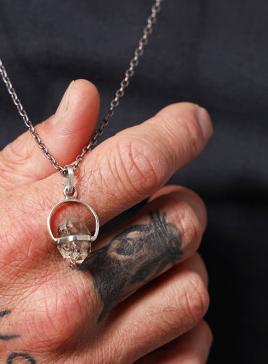 One of a Kind Herkimer Diamond Pendant on 925 Oxidized Sterling Silver Chain Jewelry WE ARE ALL SMITH: Men's Jewelry & Clothing.   