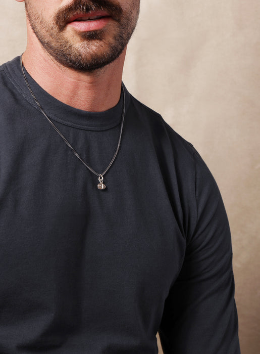 One of a Kind Double point Herkimer Diamond on 925 Oxidized Sterling Chain Jewelry WE ARE ALL SMITH: Men's Jewelry & Clothing.   