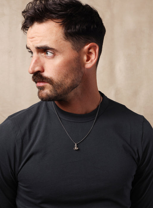 One of a Kind Double point Herkimer Diamond on 925 Oxidized Sterling Chain Jewelry WE ARE ALL SMITH: Men's Jewelry & Clothing.   