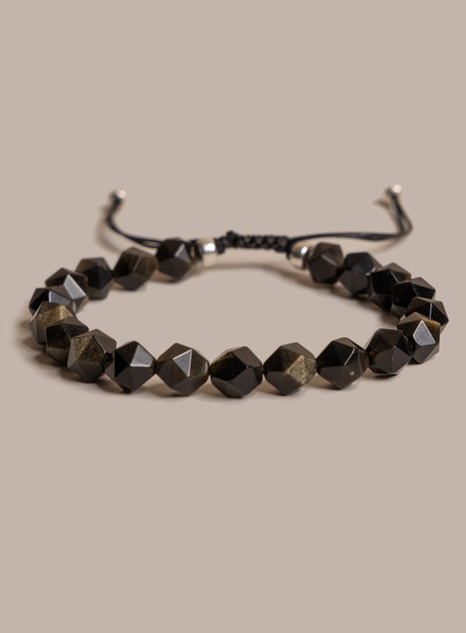 Golden Obsidian and Sterling Silver Bead Bracelet for Men Bracelets WE ARE ALL SMITH: Men's Jewelry & Clothing.   