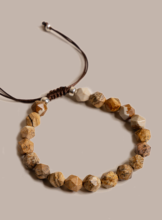 Sterling Silver and Picture Jasper Bead Bracelet for Men Bracelets WE ARE ALL SMITH: Men's Jewelry & Clothing.   