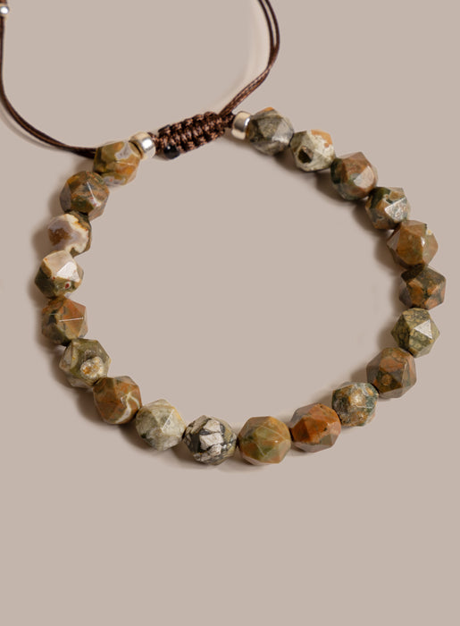 Rhyolite and Sterling Silver Geometric Bead Bracelet for Men Bracelets WE ARE ALL SMITH: Men's Jewelry & Clothing.   