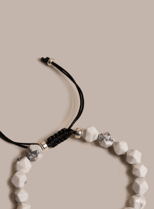 White Howlite and Sterling Silver Bead Bracelet for Men Bracelets WE ARE ALL SMITH: Men's Jewelry & Clothing.   