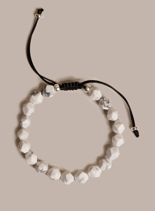 White Howlite and Sterling Silver Bead Bracelet for Men Bracelets WE ARE ALL SMITH: Men's Jewelry & Clothing.   