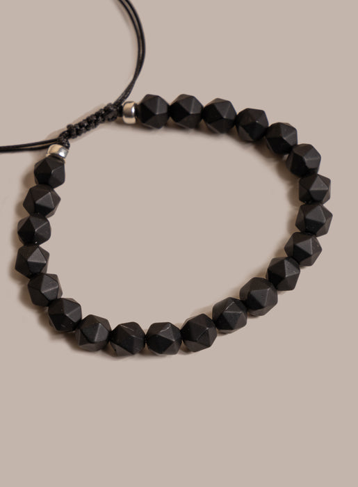 Matte Black Onyx and Sterling Silver Men's Bead Bracelet Bracelets WE ARE ALL SMITH: Men's Jewelry & Clothing.   