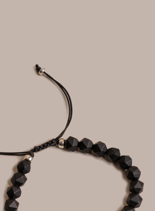 Matte Black Onyx and Sterling Silver Men's Bead Bracelet Bracelets WE ARE ALL SMITH: Men's Jewelry & Clothing.   