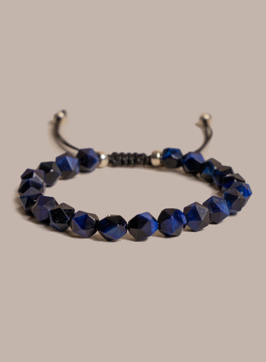 Blue Tiger Eye and Sterling Silver Bead Men's Bracelet Bracelets WE ARE ALL SMITH: Men's Jewelry & Clothing.   
