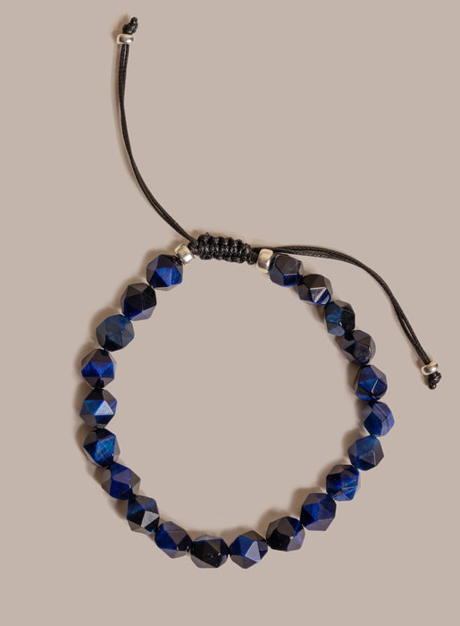 Blue Tiger Eye and Sterling Silver Bead Men's Bracelet Bracelets WE ARE ALL SMITH: Men's Jewelry & Clothing.   
