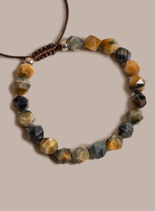 Golden Blue Tiger Eye and Sterling Silver Bracelet for Men Bracelets WE ARE ALL SMITH: Men's Jewelry & Clothing.   
