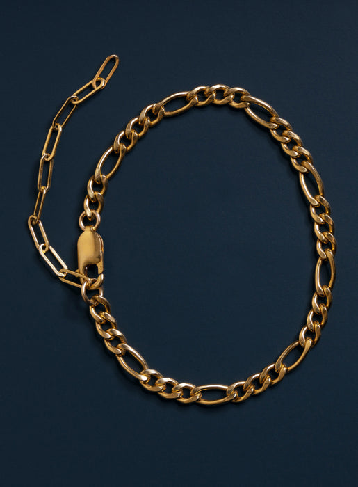 14K Gold Filled Figaro 4.5mm Wide Men's Chain Bracelet Bracelets WE ARE ALL SMITH: Men's Jewelry & Clothing.   