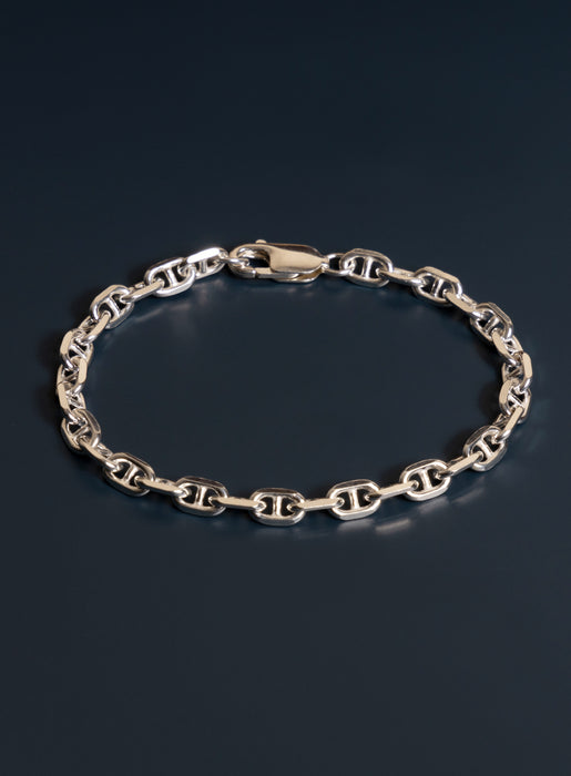 925 Sterling Silver Double Anchor Chain Men's Bracelet Bracelets WE ARE ALL SMITH: Men's Jewelry & Clothing.   