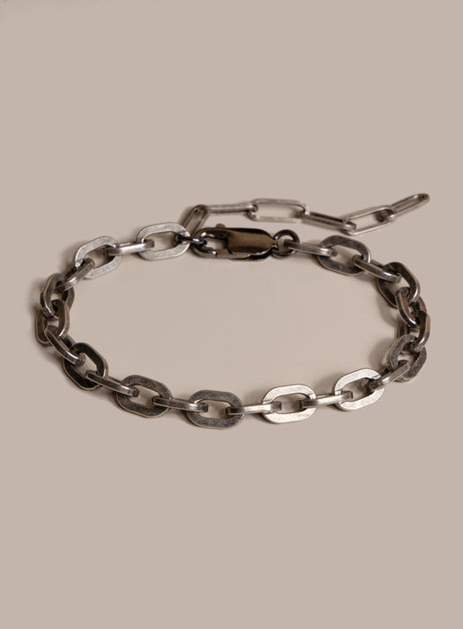 925 Oxidized Sterling Silver Thick Cable Chain Bracelet for Men Bracelets WE ARE ALL SMITH: Men's Jewelry & Clothing.   