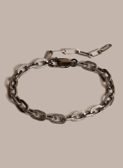 925 Oxidized Sterling Silver Thick Cable Chain Bracelet for Men Bracelets WE ARE ALL SMITH: Men's Jewelry & Clothing.   