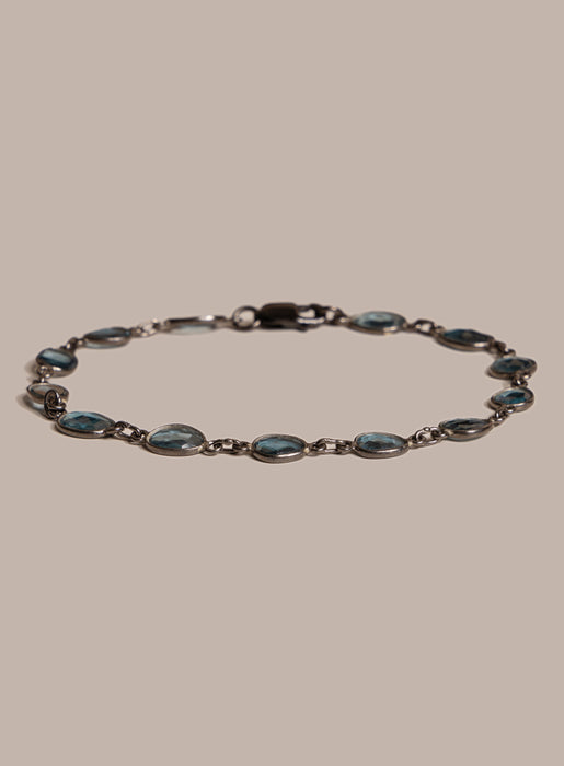 Genuine London Blue Topaz Link Bracelet for Men Bracelets WE ARE ALL SMITH: Men's Jewelry & Clothing.   