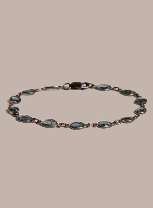 Genuine London Blue Topaz Link Bracelet for Men Bracelets WE ARE ALL SMITH: Men's Jewelry & Clothing.   