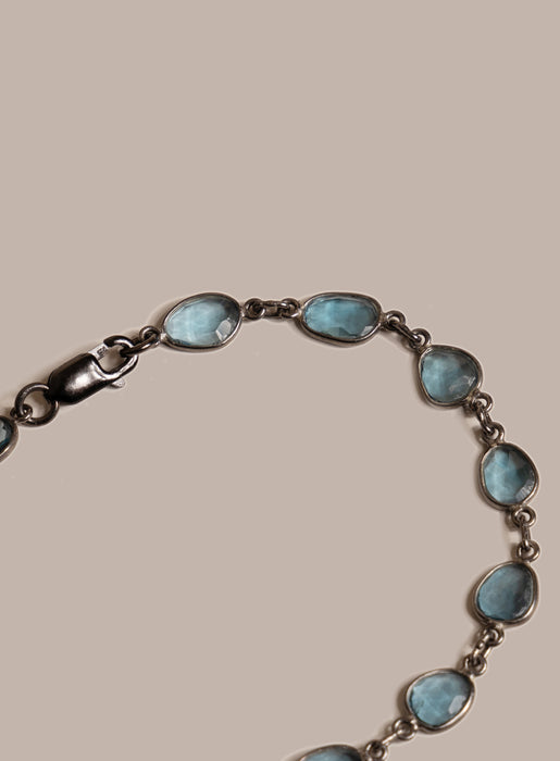 Genuine London Blue Topaz Link Bracelet for Men Bracelets WE ARE ALL SMITH: Men's Jewelry & Clothing.   