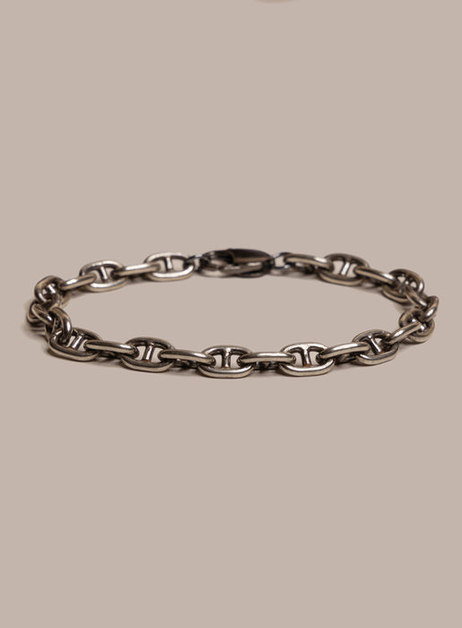 Oxidized 925 Sterling Silver Double Anchor Chain Bracelet for Men Bracelets WE ARE ALL SMITH: Men's Jewelry & Clothing.   