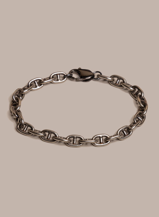 Oxidized 925 Sterling Silver Double Anchor Chain Bracelet for Men Bracelets WE ARE ALL SMITH: Men's Jewelry & Clothing.   
