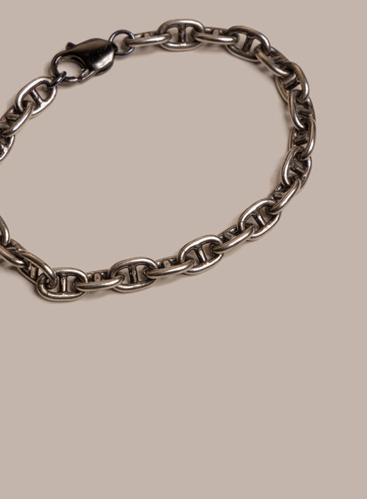 Oxidized 925 Sterling Silver Double Anchor Chain Bracelet for Men Bracelets WE ARE ALL SMITH: Men's Jewelry & Clothing.   