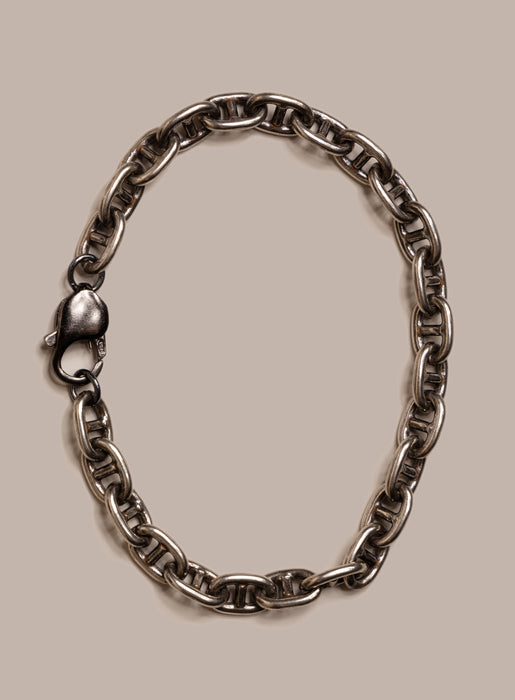 Oxidized 925 Sterling Silver Double Anchor Chain Bracelet for Men Bracelets WE ARE ALL SMITH: Men's Jewelry & Clothing.   