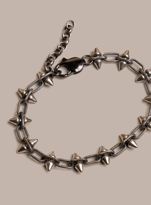 925 Oxidized Sterling Silver Multi-Spike Chain Bracelet for Men Bracelets WE ARE ALL SMITH: Men's Jewelry & Clothing.   