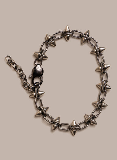 925 Oxidized Sterling Silver Multi-Spike Chain Bracelet for Men Bracelets WE ARE ALL SMITH: Men's Jewelry & Clothing.   