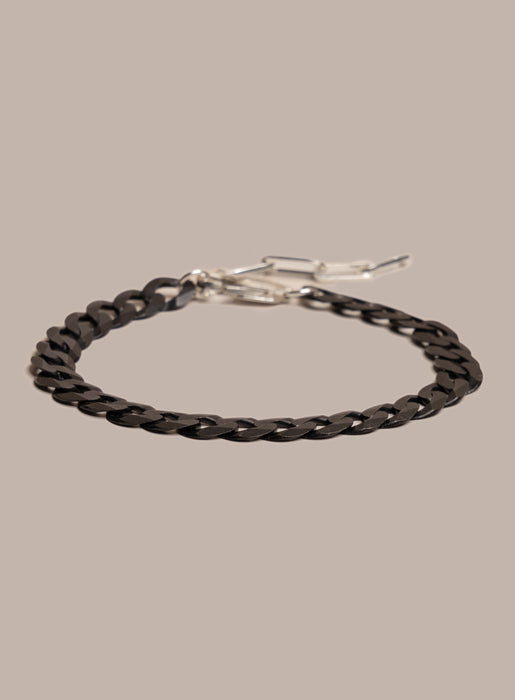 Titanium Coated Sterling Silver Flattened Curb Chain Bracelet for Men Bracelets WE ARE ALL SMITH: Men's Jewelry & Clothing.   