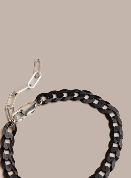 Titanium Coated Sterling Silver Flattened Curb Chain Bracelet for Men Bracelets WE ARE ALL SMITH: Men's Jewelry & Clothing.   