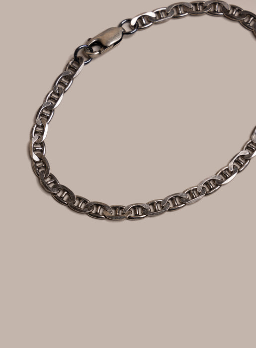 925 Oxidized Sterling Double Anchor Chain Bracelet for Men Bracelets WE ARE ALL SMITH: Men's Jewelry & Clothing.   