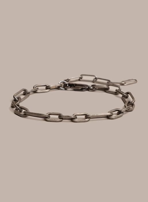 925 Oxidized Sterling Silver Wide Oval Cable Men's Chain Bracelet Bracelets WE ARE ALL SMITH: Men's Jewelry & Clothing.   