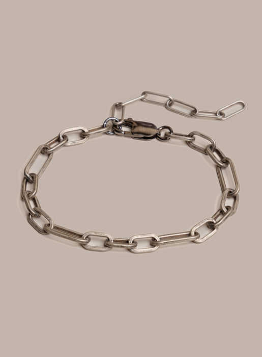 925 Oxidized Sterling Silver Wide Oval Cable Men's Chain Bracelet Bracelets WE ARE ALL SMITH: Men's Jewelry & Clothing.   