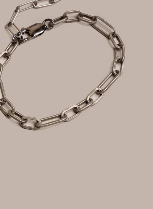 925 Oxidized Sterling Silver Wide Oval Cable Men's Chain Bracelet Bracelets WE ARE ALL SMITH: Men's Jewelry & Clothing.   