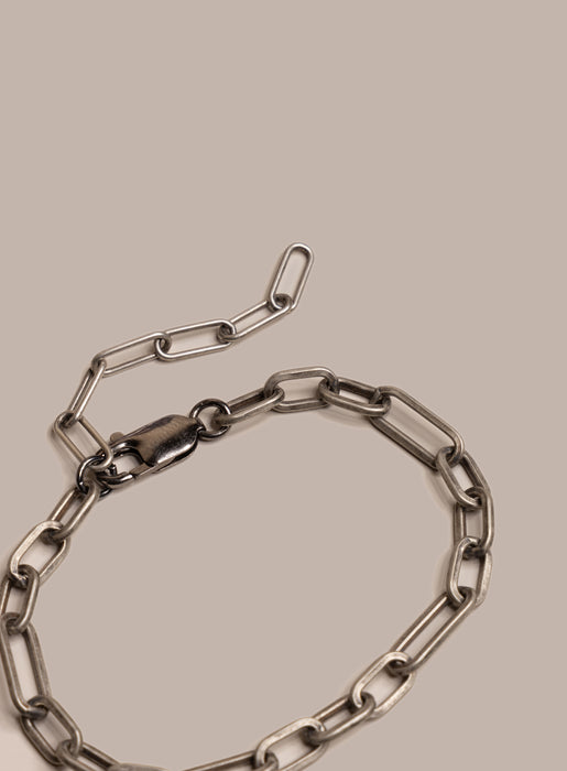 925 Oxidized Sterling Silver Wide Oval Cable Men's Chain Bracelet Bracelets WE ARE ALL SMITH: Men's Jewelry & Clothing.   