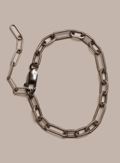925 Oxidized Sterling Silver Wide Oval Cable Men's Chain Bracelet Bracelets WE ARE ALL SMITH: Men's Jewelry & Clothing.   