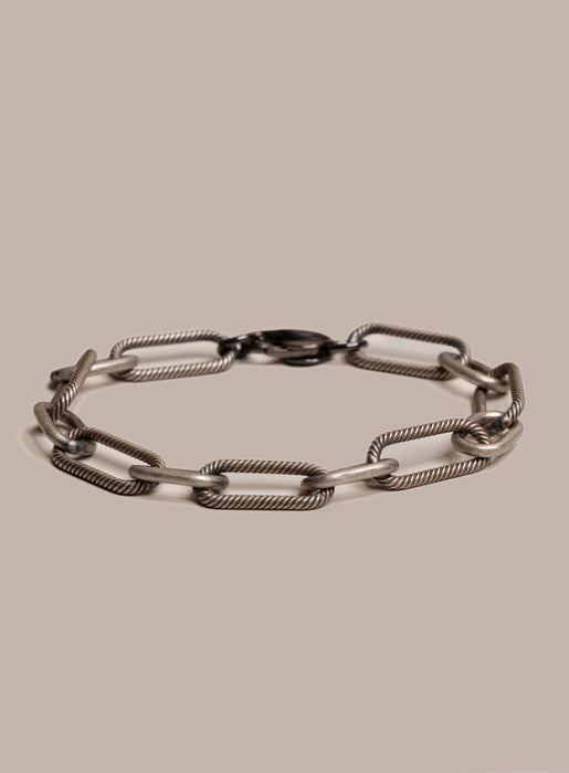 925 Oxidized Sterling Silver Chunky Textured Cable Chain Men's Bracelet Bracelets WE ARE ALL SMITH: Men's Jewelry & Clothing.   