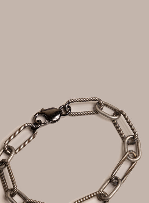 925 Oxidized Sterling Silver Chunky Textured Cable Chain Men's Bracelet Bracelets WE ARE ALL SMITH: Men's Jewelry & Clothing.   