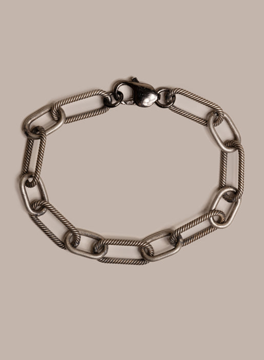 925 Oxidized Sterling Silver Chunky Textured Cable Chain Men's Bracelet Bracelets WE ARE ALL SMITH: Men's Jewelry & Clothing.   