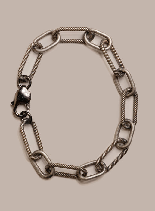 925 Oxidized Sterling Silver Chunky Textured Cable Chain Men's Bracelet Bracelets WE ARE ALL SMITH: Men's Jewelry & Clothing.   