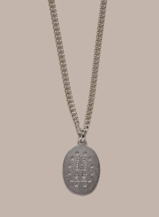 Sterling Silver Blue Enamel Miraculous Medal Oval Pendant Necklace for Men Necklace WE ARE ALL SMITH: Men's Jewelry & Clothing.   