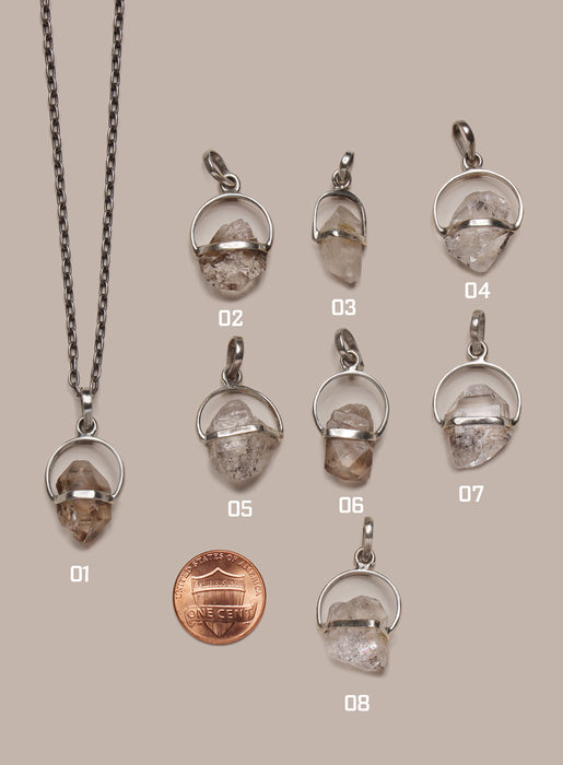 One of a Kind Herkimer Diamond Pendant on 925 Oxidized Sterling Silver Chain Jewelry WE ARE ALL SMITH: Men's Jewelry & Clothing.   